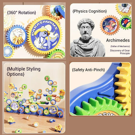 Kids Electric Gears Building Toy Set 3D Rotate Gears Assembly Model STEM Construction Toy Set Kids Educational Toys Xmas Gifts