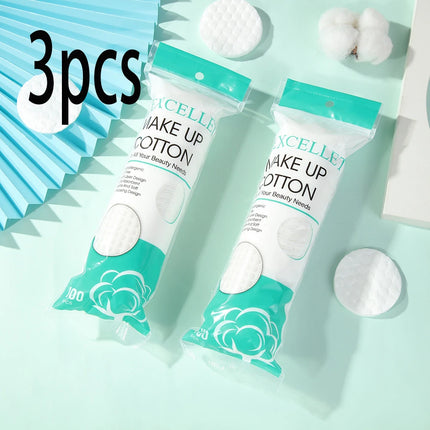 Round 100pcs/300pcs Cosmetic Cotton Pads Triple Sandwich Water-saving Wet Disposable Skin Care Pouch Makeup Remover Cotton Pads