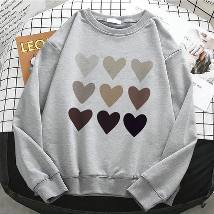 Fashion Womens Love Heart Y2k Hoodies Basic Warm Fleece Sweatshirt Soft 90s O-Neck Pullover Casual Female Clothes