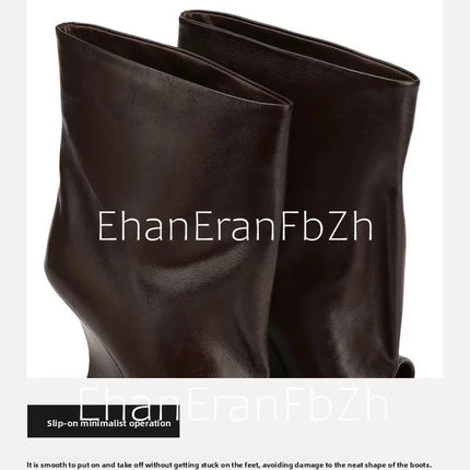 SoleLadies' Spring/Summer New Fish Mouth Slope High Heel Short Boots with Pointed Toe Exposed Cool Boots, Mid Top Boots