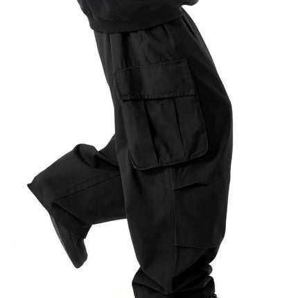 plus Size Men's Workwear Wide Leg Pants Loose Street Style Trendy Cargo Trousers