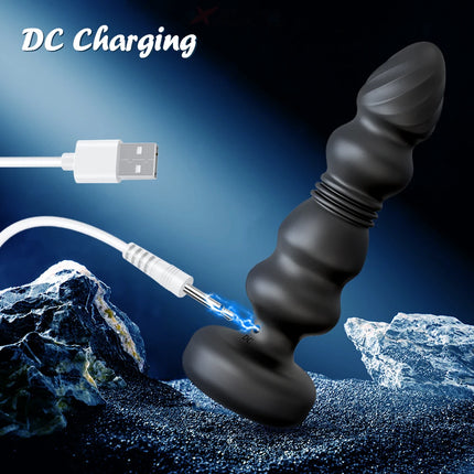 Thrusting Anal Beads Butt Plug Vibrator Male Prostate Massager Telescopic Vibrating Anal Plug Stimulator Sex Toys for Women Men