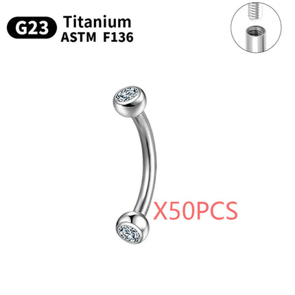 Wholesale 5/50PCS G23 Titanium Eyebrow Piercing Nose Ring Septum Helix Cartilage Piercing C rod Body Jewelry For Women