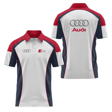 2026 3D Printed Audi Short-Sleeved Polo Shirt High-Quality Casual Sports Fashion T-Shirt Collar Fast Shipping