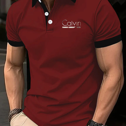 Men'sFashionable Short Sleeved Polo Shirt Can Be Paired with Different Styles of Clothing with Unique and Elegant Printed Design