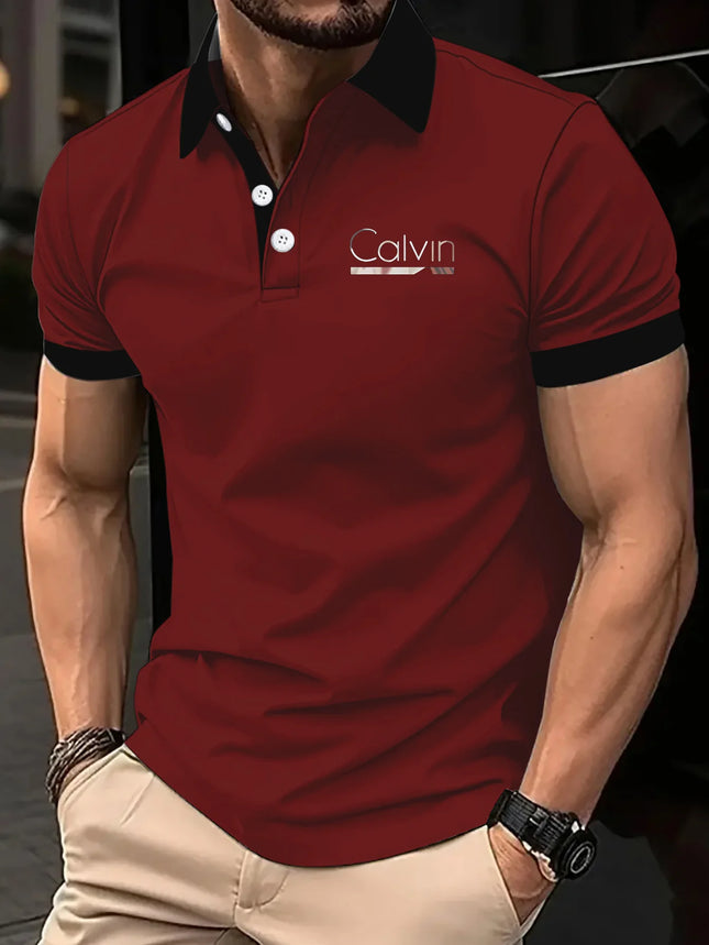 Men'sFashionable Short Sleeved Polo Shirt Can Be Paired with Different Styles of Clothing with Unique and Elegant Printed Design