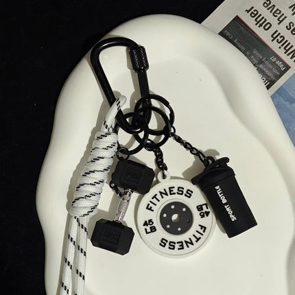 Dopamine Fitness Series Pendant D-shaped Buckle Detachable Barbell Plates Key Chain Bag Charm Creative Large Dumbbells Keyring