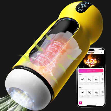 Bluetooth Automatic Male Masturbator Cup Blowjob Sucking Heated Pussy Sex Machine for Men APP Remote Control Penis Vibrator Toy