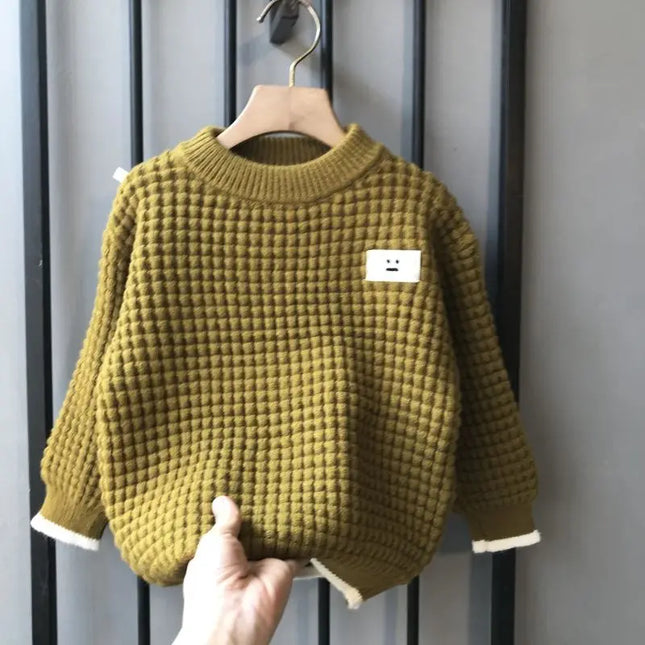 2023 New Children's Soft Skin-Friendly Boys' Casual Simple Girls' Fashion All-Match Spring and Autumn Coat Knitted Sweater Trend