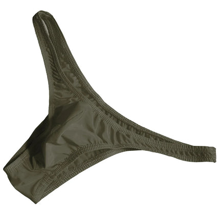 Men’s Ice Silk High Stretch Thong Panties Lingerie Sexy Crotch Bulge Pouch G-string Underpants Solid Color Comfortable Briefs