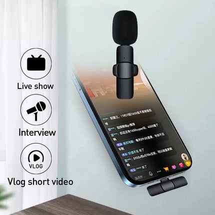 Wireless Lavalier Microphone Mini Windproof Wool Replaceable Lavalier Microphone for iPhone Android YouTube Vlog Audio Recording