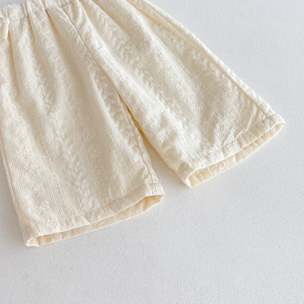 Baby girl lace collar top, wide-leg pants set, autumn girls' bow top, jacquard fabric pants two-piece set
