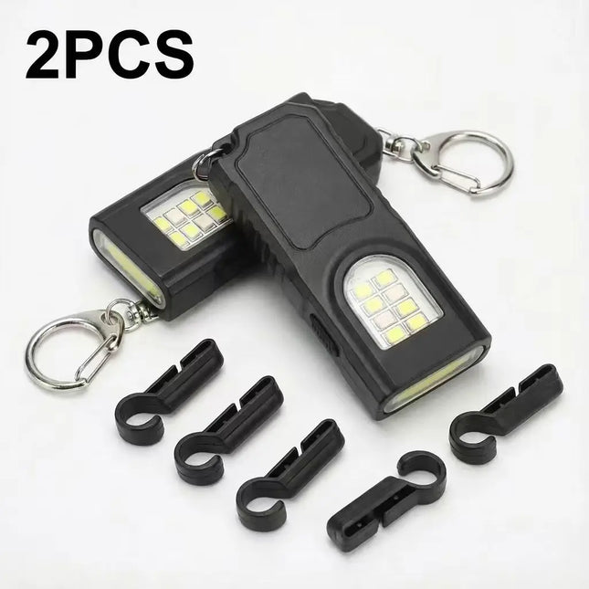 Multifunctional Keychain Flashlight USB Rechargeable Mini Flashlight With COB Work Light Keyring Camping Walking Pocket Lamp