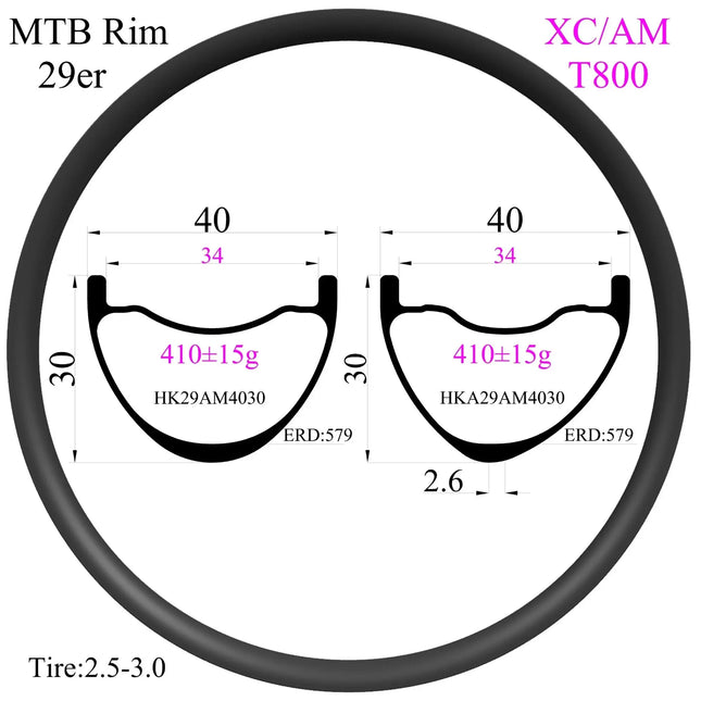 410g T800 Super light 29er Carbon Rims 40mm width 30mm high MTB rims Hookless Tubeless XC carbon mtb rims fast ship