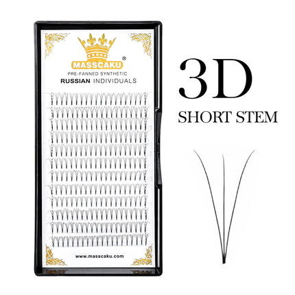 MASSCAKU Lashes Premade Wide Fans 3d/4d/5d/6d/10d/20d Short Stem Russian Volume Professional Eyelash Extensions Faux Mink