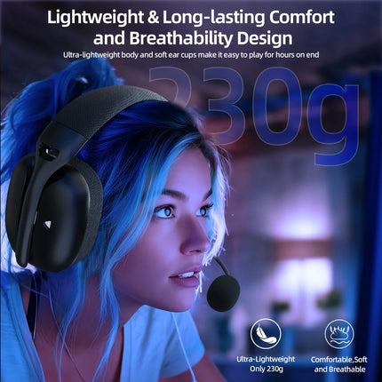 ATTACK SHARK L80PRO Wireless Gaming Headset Tri-Mode 2.4GHz Bluetooth Wired 40mm Drivers Mic Low Latency Lightweight Headphone