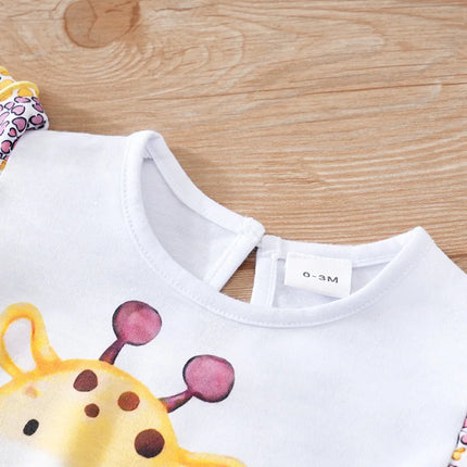 Newborn Clothing Cute Cartoon Zebra And Deer Print Comfortable And Soft Summer Boys And Girls 0-18 Flying Sleeve Baby Jumpsuit