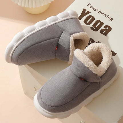 Bebealy New Winter Men Slippers Warm Cotton Shoes Men Indoor Fluffy Fuzzy Men Boots Outdoor Nonslip House Ankle Boots Shoes Men