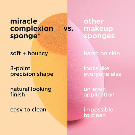 Real Techniques Skin Sponge, Makeup Blender, Liquid Base & Cream, Professional Makeup Tool Without Stripes, 4 Free Units