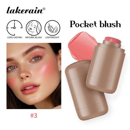 Lakerain Blush Stick Cheek Lip Tinted Moistured Long-wearing Flush Blusher Silky Brighten Blush Cream Cosmetics Matte Nakeup