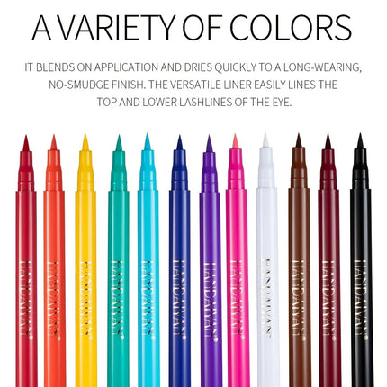 12 color rainbow DIY colored eyeliner is not easy to smudge matte eyeliner pen