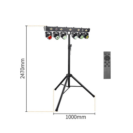 120W 6 Head Moving Head Light RGB Strobe Effect Stage Lighting DMX512 Sound Control For Party DJ Disco Show With Mobile stand