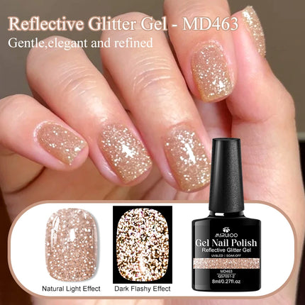 8ml Reflective Glitter Gel Nail Polish Nail Art Shiny Effect Semi Permanent UV  LED Gel Varnish Manicure DIY Nail Supplies