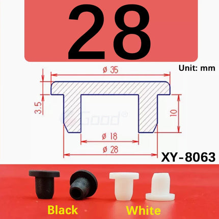 Black T-shaped silicone plug rubber hole cover dust-proof sealing, shock-absorbing foot pad  A-6.8mm~68.6mm