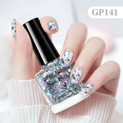 MEET ACROSS 8ml Glass Bottle Water-Based Peel Off Nail Polish Spring Summer Colorful Glitter Nail Art Varnish No Need Lamp