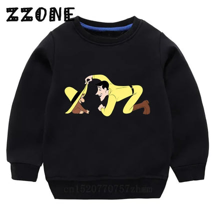 Kids Curious George Monkey Cute Cartoon Sweatshirts Children's Hoodies Baby Cotton Pullover Tops Girl Boy Autumn Clothes,KYT5266