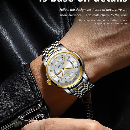 POEDAGAR Luxury Fashion Men's Wristwatch Waterproof Stainless Steel Luminous Trendy Men's Watch Date Week Men's Quartz Watches Reloj