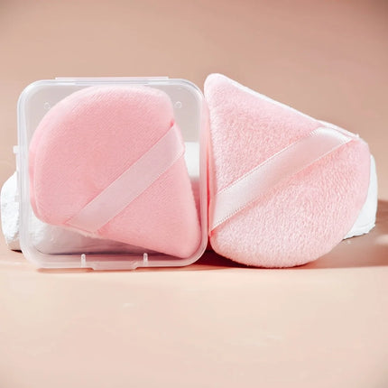 2/6Pcs Velour Puff & Fan Set w/Ergonomic Case | Hydrophilic Blenders for Cream/Powder | Multi-Color Travel Makeup Kit