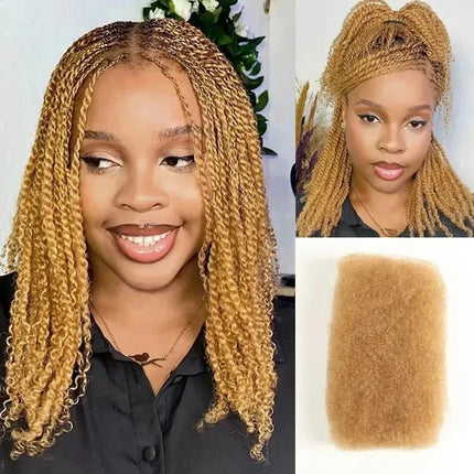 QVR Afro Kinky Bulk Human Hair Kinky Curly Bulk For Braiding DreadLock 50g/Pack Hair Extentions Natural Color No Attachment