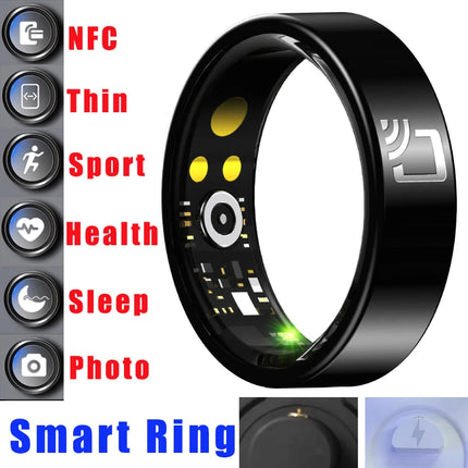 NFC Smart Ring Men Women Heart Rate Health Monitor Sleep Monitors Smartring IP68 Waterproof Multi-sport Mode 7MM Ultra Thin Ring