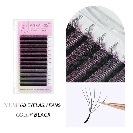 ANNAFRIS 6D W Lash Extensions Natural Soft Premade Volume Fans  6D W Easy Fan Eyelash
