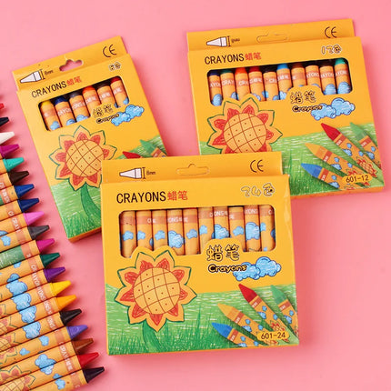 Kawaii Children Oil Pastel Crayons Set 8/12/24 Colors Safe Non-Toxic Graffiti Coloring Art Supplies Kids School Drawing Painting