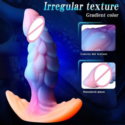 Fluorescent Monster Dildo Anal Plug Wearable Soft Liquid Silicone Dual Channel Stimulation For Men Women Couples Adult Sex Toys