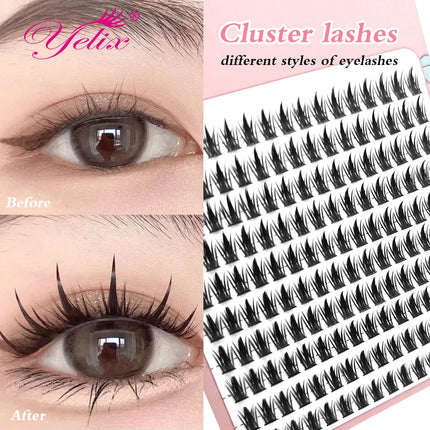 Yelix 160 clusters anime lashes Cosplay lash clusters wispy japanese makeup spikes eyelashes strands eyelash