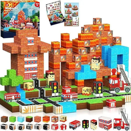 Magnetic Blocks 150 Pieces - Magma Mine World DIY Educational