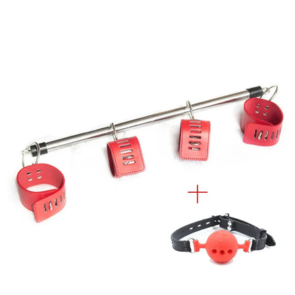 BDSM Kit Leg Spreader Bar Handcuffs Ankle Cuffs Bondage Restraints Open Mouth Gag SM Sex Toys For Couples Bedroom Adult Games