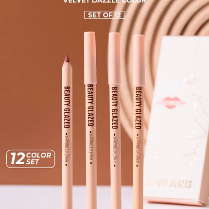 12pcs Lip Liner Pencil Set Matte Nude Sharping Lipliner Pencil Lipstick Waterproof Long Lasting Lipstick Pen Lip Tint Cosmetics