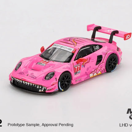 MINI GT 1:64 911 GT3 R #77 AO Racing 2024 Simulation static alloy car model, Boys' festival gift toy collection ornament.