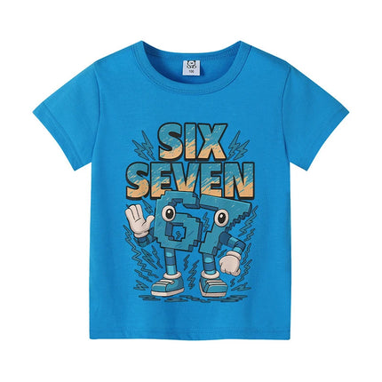 Steal A Brainrot Children Short Sleeves T-Shirts Cartoon 67 Six Seven Tops Shirts Game Cute Girls Boys Kids Summer Clothes Gift