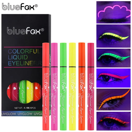6pcs Glow in the Dark Face,Body Paint Set,Shimmer Liquid Eyeliner, Neon Fluorescent Makeup Sticks for Halloween,Music Festivals