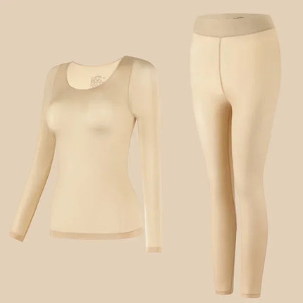 Two Piece Set Thermal Underwear Winter Clothes Women 2025 Ultra-thin Heating Hyaluronic Acid Skin Lingerie Sets