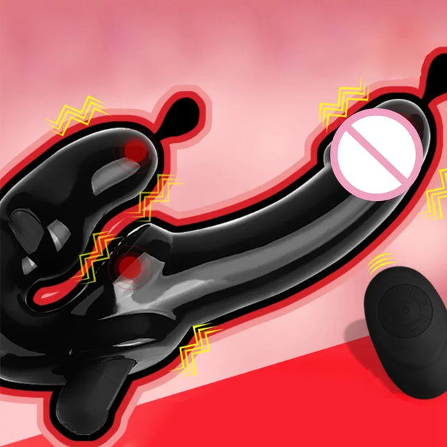 Strapless Strap-on Dildo Vibrator Strapon for Lesbian Remote Control 10 Speed Double-heads Vibrator for Women Sex Toys For Adult