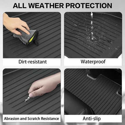 Floor Mat with Door Sill Strip For 2025 2026 Tesla Model Y Juniper All Weather TPE Trunk Cargo Liner Boot Mat Backrest Pad
