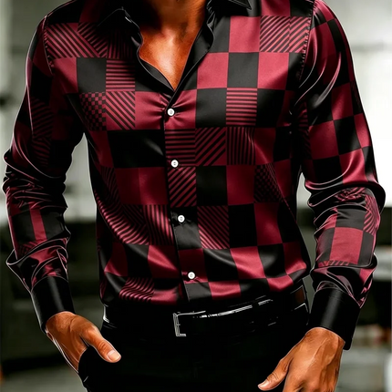 New Colorful Fluid Art Printed Men's Long Sleeve Shirt Trendy Brand Personalized Casual Slimming Shirt