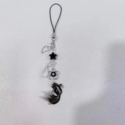 Plastic Lucky Koi Phone Pendant Crystal Beads Unique Mobile Phone Chain Simulation Fish Lightweight Beaded Keyring School