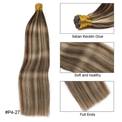 I Tip Hair Extension Straight Human Hair Extension 0.8g/ 1g/Strand 50pc/Set Capsule Keratin Natural Fusion Human Hair Extension